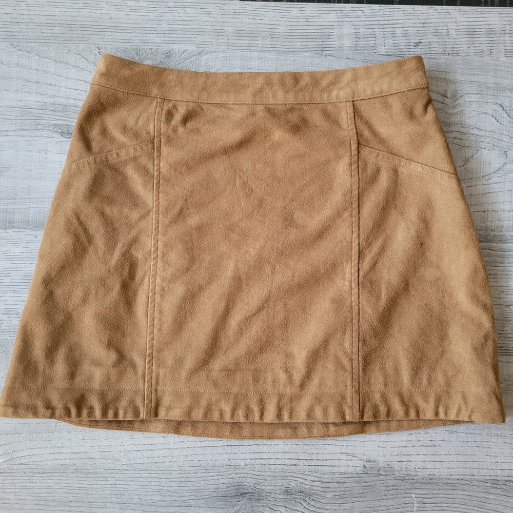 Abercrombie & Fitch Tan Faux Suede Mini Skirt Brown Size 0 A-Line Side Zip
